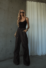 Calça Cargo Cós Virado Marrom Coffee