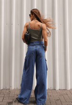 Calça Cargo Cós Virado Médio Nebulizado