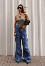 Calça Cargo Cós Virado Médio Nebulizado