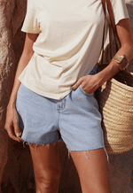 Short Mom Barra a Fio Claro