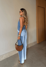 Calça Wide Leg Cropped Denim Dual