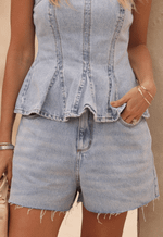 Short Mom Barra a fio Claro Marmorizado