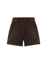 Short Mom Barra Virada Marrom Coffee