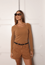 Blusa Canelada Atelier Duo Caramelo