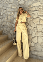 Calça Pantalona Cós Elastico Azzurra Amarela