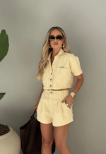 Short Cós Elástico Azzurra Amarelo