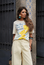 Calça Pantalona Palazzo Alta Amarelo
