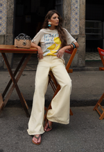 Calça Pantalona Palazzo Alta Amarelo