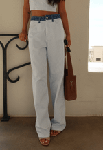 Calça Wide Leg Stripes Coast Blue