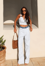 Calça Wide Leg Stripes Coast Blue