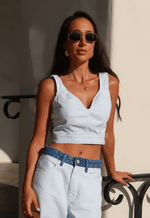 Top Crpped Stripes Coast Blue