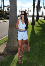 Top Crpped Stripes Coast Blue