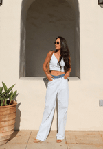 Top Crpped Stripes Coast Blue