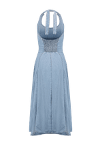 Vestido Midi Recortes Blue Ocean Claro