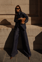 Calça Pantalona Palazzo Lumiere Raw Denim