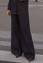 Calça Pantalona Palazzo Lumiere Raw Denim