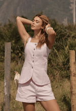 Blusa Alongada Rosa Celeste