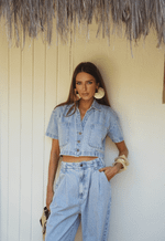 Blusa Cropped Azzurra Claro Marmorizado