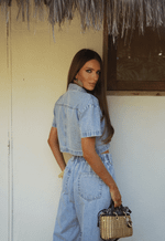 Blusa Cropped Azzurra Claro Marmorizado