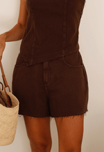 Short Mom Barra a Fio Marrom Coffee
