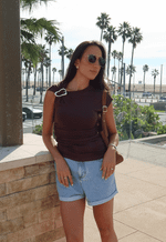 Short Mom Elástico Barra Dobrada Claro
