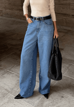 Calça Wide Leg Essentials Médio Nebulizado