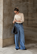 Calça Wide Leg Essentials Médio Nebulizado