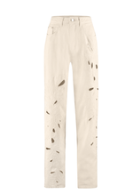Calça Wide Leg Bordado Aurore Aveia