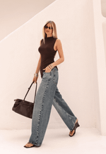 Calça Baggy Bastille Escuro Dirty Wash