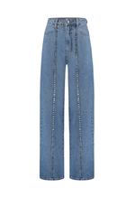 Calça New Baggy Recortes Crystal Denim