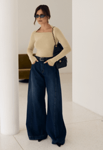 Calça Pantalona Palazzo Drape Dirty Escuro