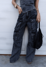 Calça Cargo Utility Black Estonado