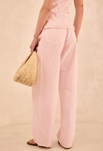 Calça Wide Leg Essentials Rosa Celeste