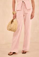 Calça Wide Leg Essentials Rosa Celeste
