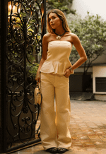 Calça Wide Leg Fit Amore Amarelo