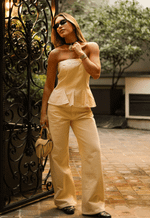 Calça Wide Leg Fit Amore Amarelo