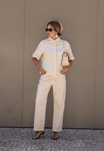 Calça Mom Cropped Essential Aveia