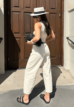 Calça Balloon Recortes Aveia