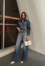 Calça Extra Wide Leg Noir Essential Médio