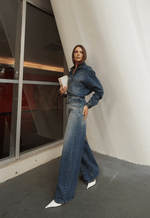 Calça Extra Wide Leg Noir Essential Médio