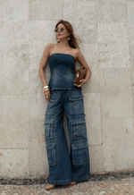 Calça Cargo Brave Dirty Wash Escuro