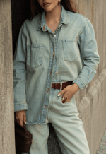 Camisa Ampla Bastille Dirty Wash Claro