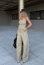 Calça Baggy Overlap Bege Claro