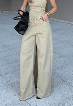 Calça Baggy Overlap Bege Claro