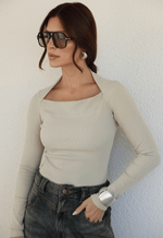 Blusa Manga Longa Allure Bege Claro