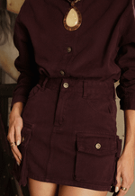 Saia Curta Cargo Chelsea Dark Berry