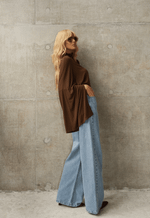 Calça Extra Wide Leg Claro Marmorizado