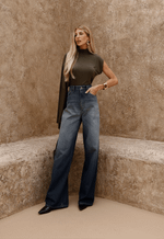 Calça Extra Wide Leg Dirty Wash