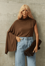 Blusa Assimétrica Marbella Marrom Coffee