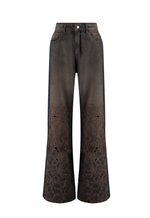 Calça Super Wide Leg Flore Dirty Wash Brown